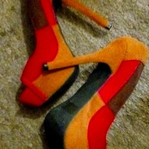 Qupid muti-colored open toe stiletto